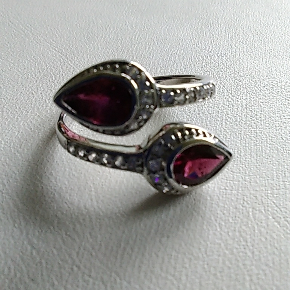 Rhodolite Garnet and Zircon Ring - Picture 6 of 7